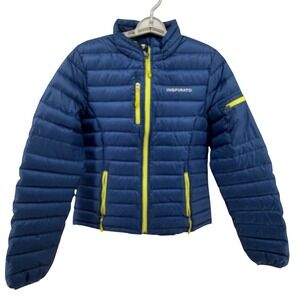 INSPIRATO Womens‎ Blue Lightweight Down Puffer Jacket Full Zip Size Medium